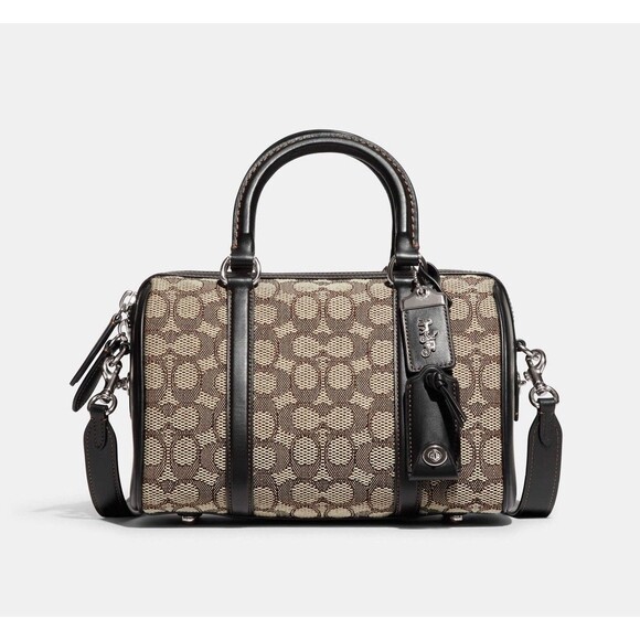 Coach Ruby Satchel 25 In Signature Textile Jacquard Cocoa Black NWT $575 Retail - Picture 1 of 11